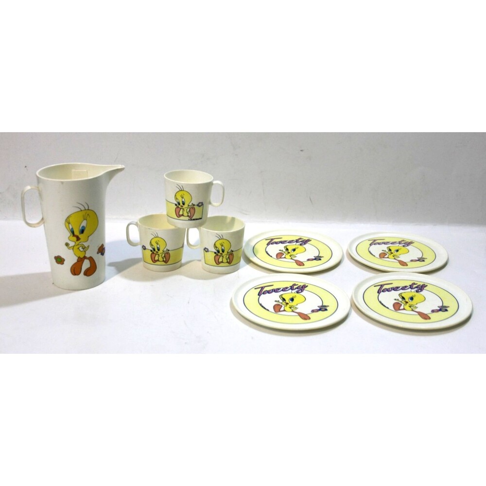 Chilton Tweety Bird Plastic Tea Set 8 pc Looney Tunes Pretend Play Toy Vintage